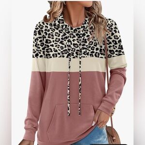 Hoodie sweatshirt, large, leopard print and pink